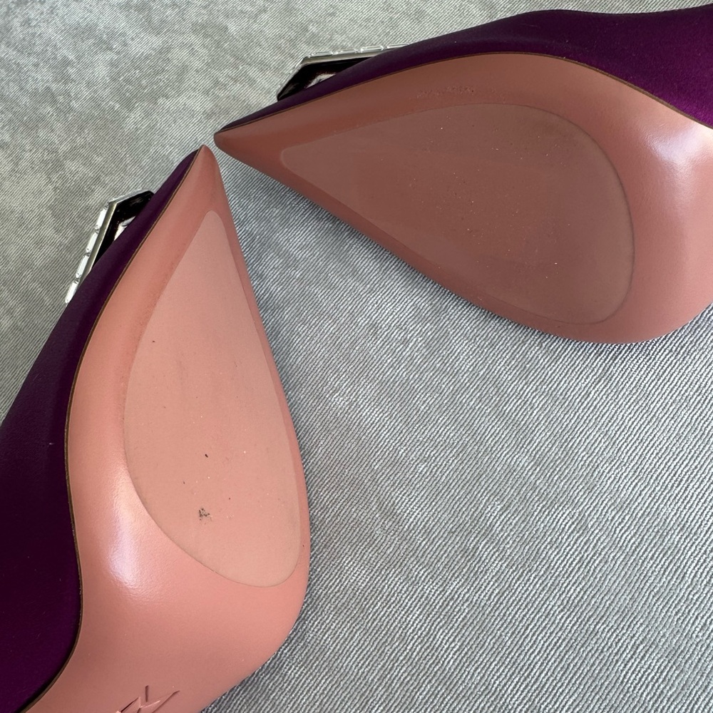 Amina Muaddi Purple Crystal Embellished Heels - Picture 4 of 4